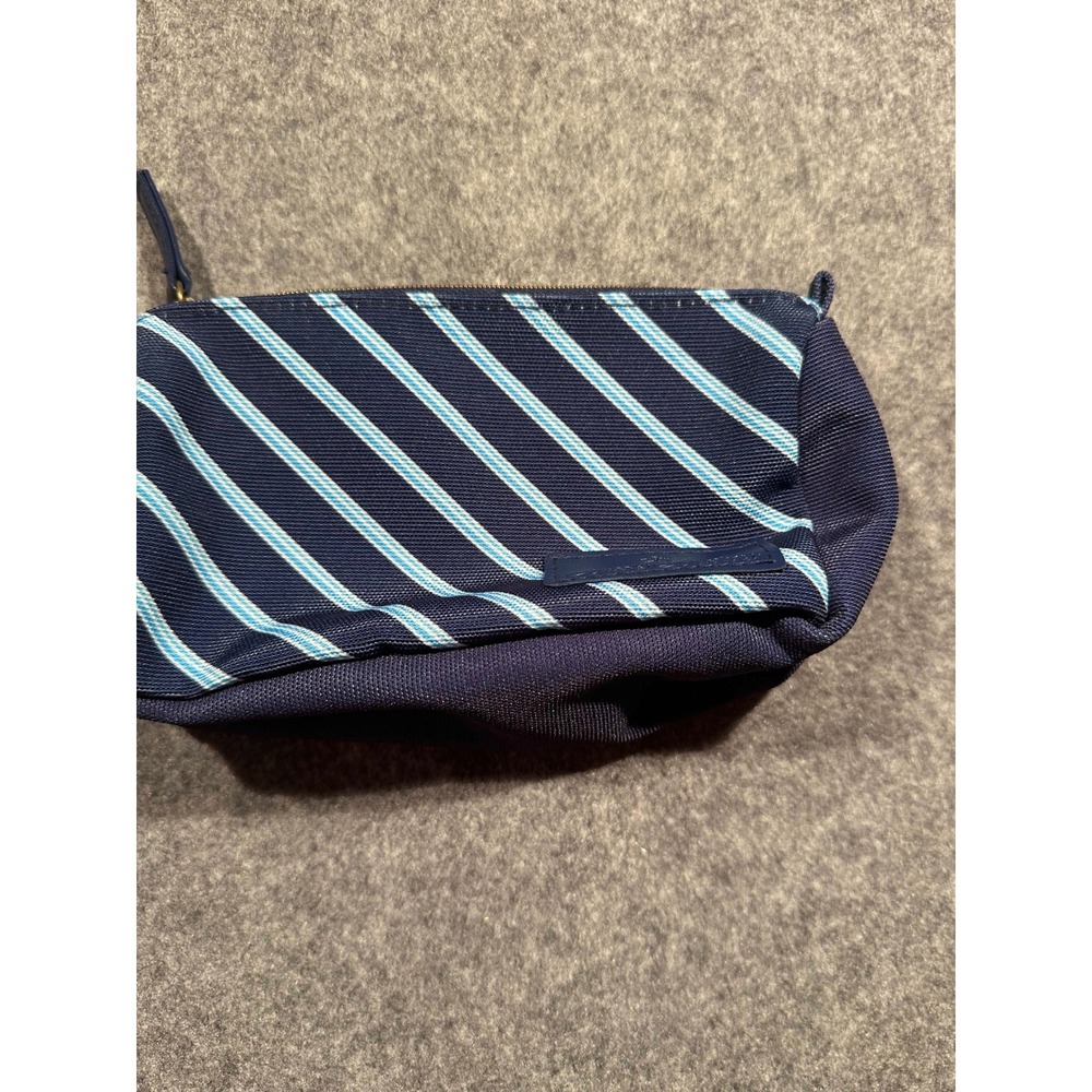 United Airlines Brooks Brothers Navy Blue Striped Travel Amenity Pouch Bag - Picture 4 of 4
